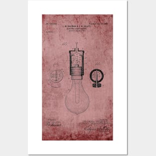 Vintage Rose Light Bulb Patent Posters and Art